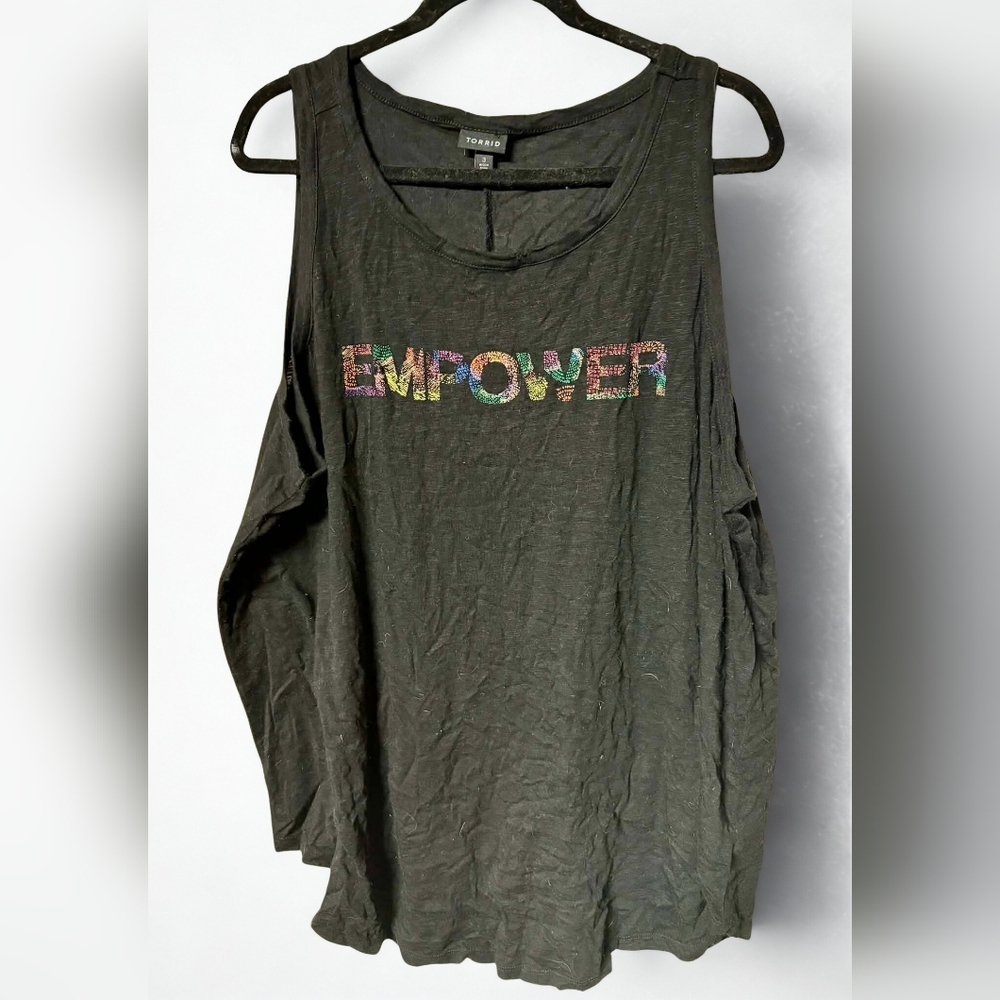 Torrid Black Empower Graphic Tank Top - Size 3X